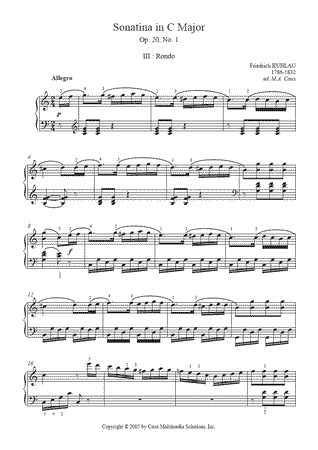 Sonatina in C Major, Op. 20, No. 1 (III : Rondo)