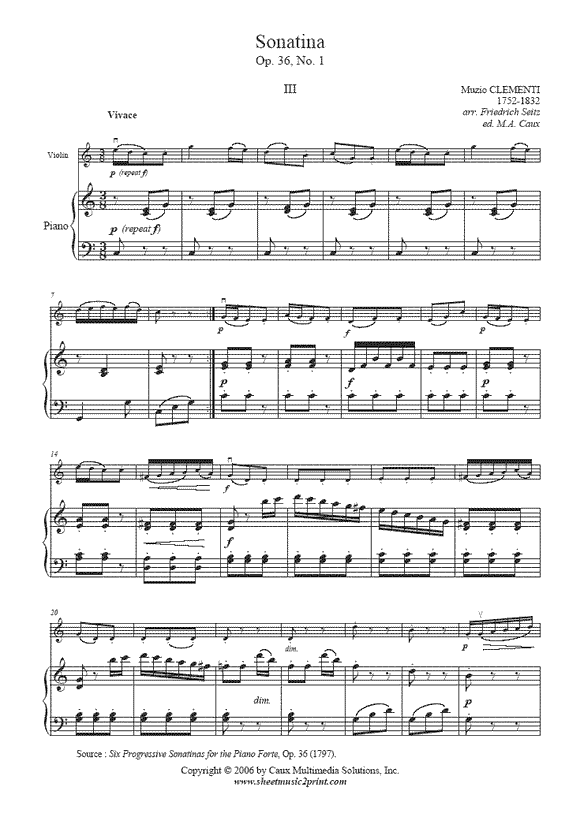 Clementi : Sonatina Op. 36, No. 1 (III) - Violin
