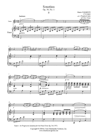 Sonatina Op. 36, No. 1 (II) - Arranged by F. Seitz