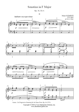 Sonatina in F Major, Op. 36, No. 4 (II)