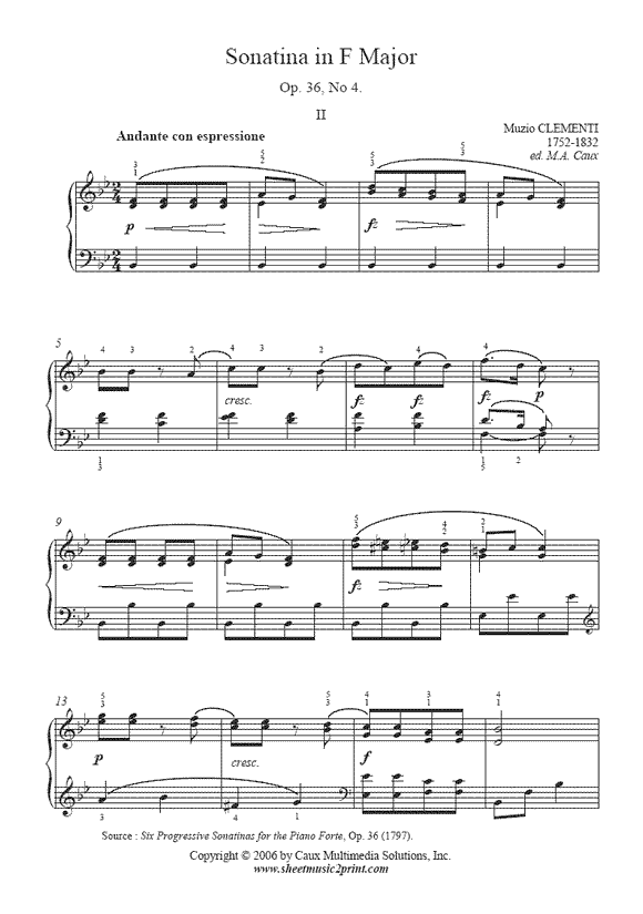 Clementi : Sonatina Op. 36, No. 4 (II)