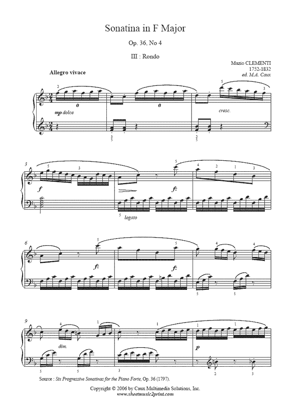 Clementi : Sonatina Op. 36, No. 4 (III)