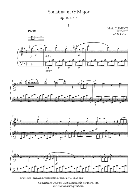 Clementi : Sonatina Op. 36, No. 5