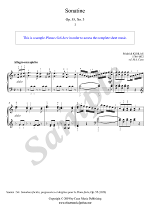 Kuhlau : Sonatina Op. 55, No. 3 (1/2 : Allegro con spirito)