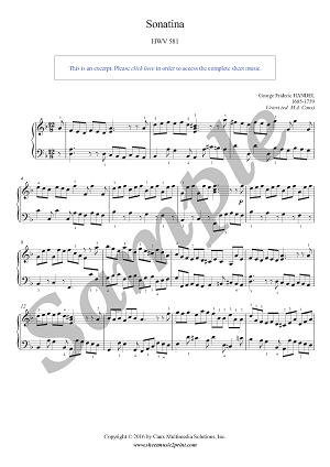 Sonatina in D minor, HWV 581 -- Urtext