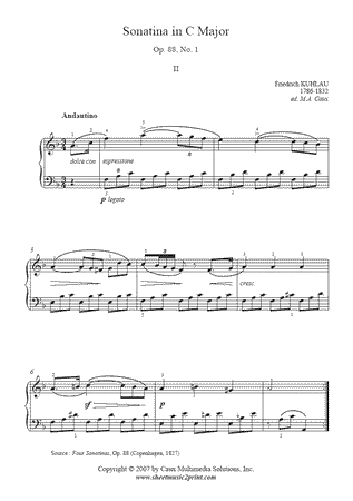 Sonatina in C Major, Op. 88, No. 1 (II : Andantino)