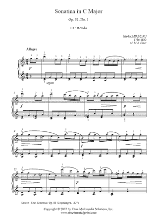 Sonatina in C Major, Op. 88, No. 1 (III : Rondo)