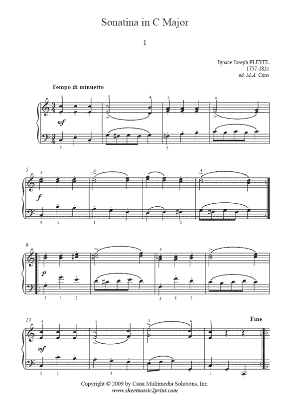 Pleyel : Sonatina in C Major (I)