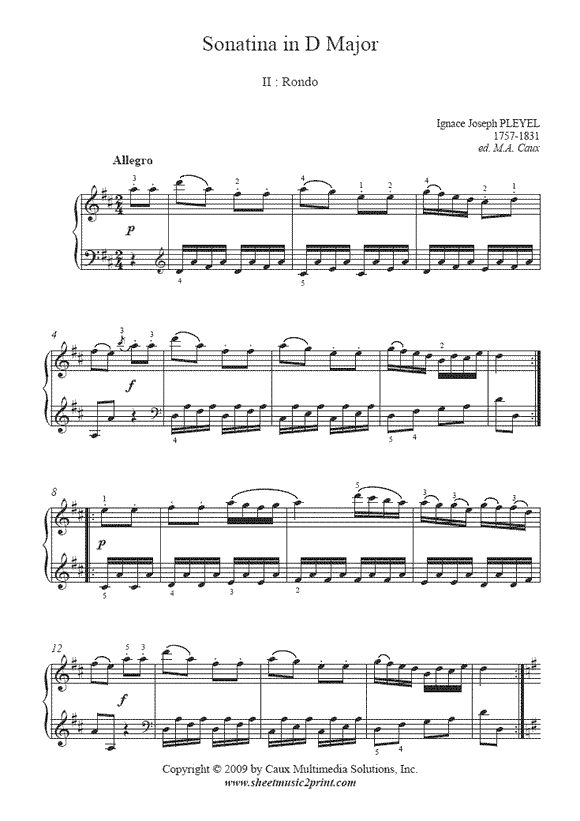 Pleyel : Sonatina in D Major (II)