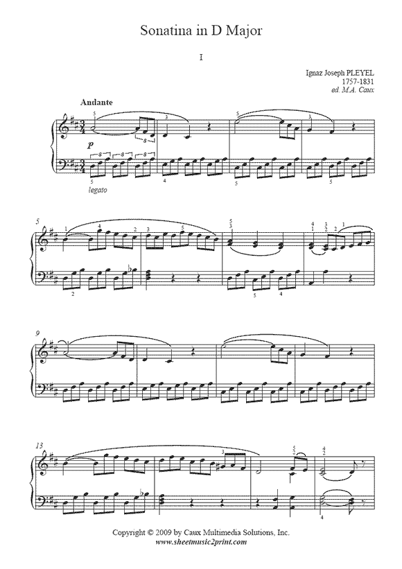 Pleyel : Sonatina in D Major