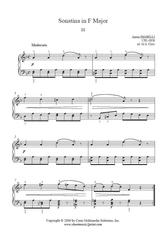 Diabelli : Sonatina in F Major (III)