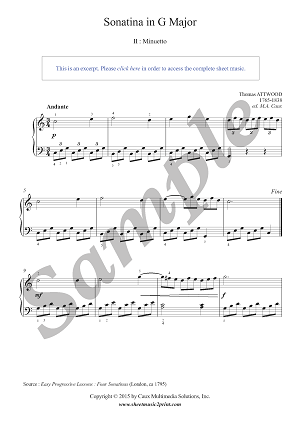 Attwood : Sonatina in G Major (II : Minuetto)