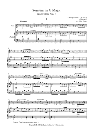 Sonatina in G Major, Kinsky-Halm Anhang 5, No. 1 (I)