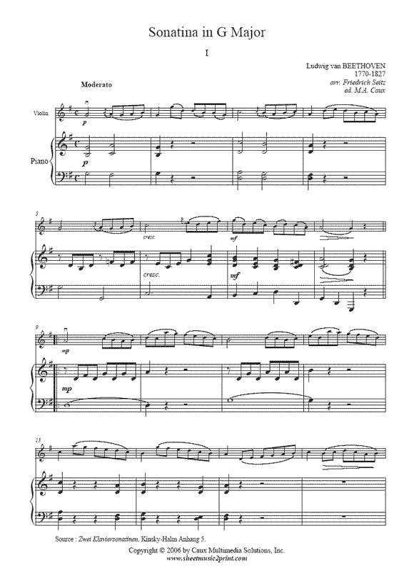 Beethoven : Sonatina in G Major (I) - Violin