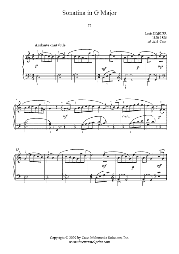 Kohler : Sonatina in G Major (II)