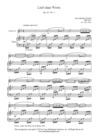 Song Without Words, Op. 85, No. 1