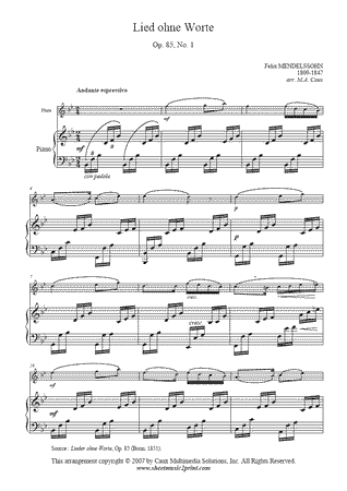 Song Without Words, Op. 85, No. 1