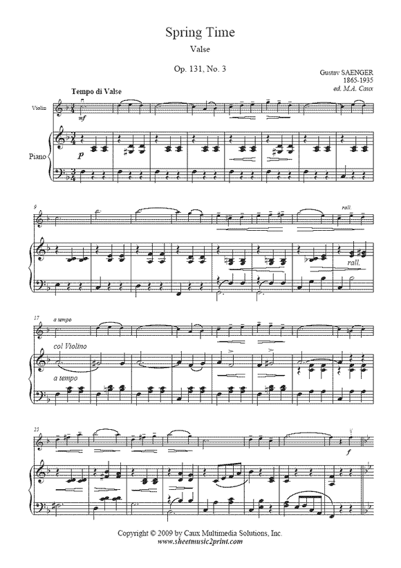 Saenger : Spring Time, Op. 131, No. 3