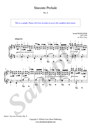Maykapar : Staccato Prelude Op. 31, No. 6