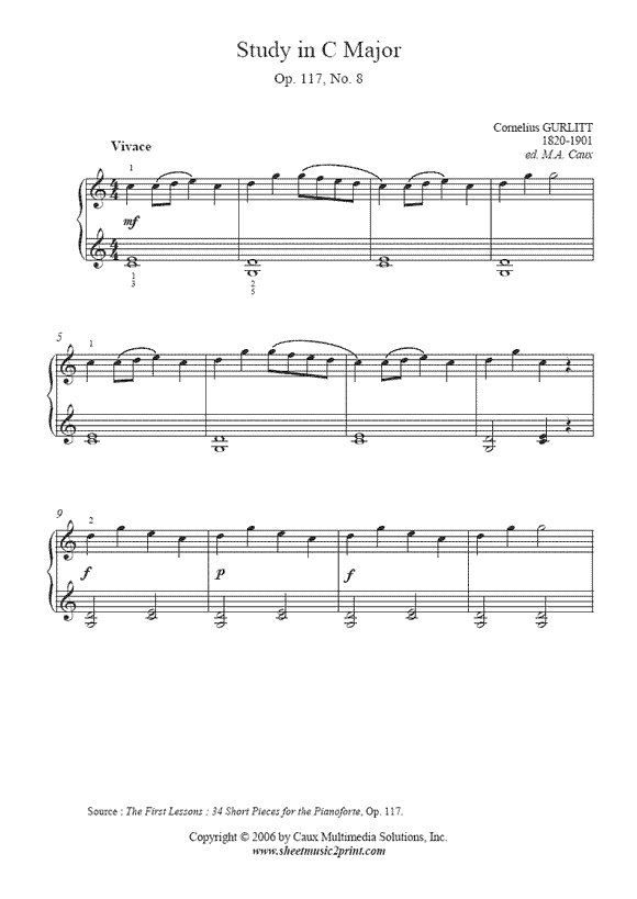 Gurlitt : Study Op. 117, No. 8