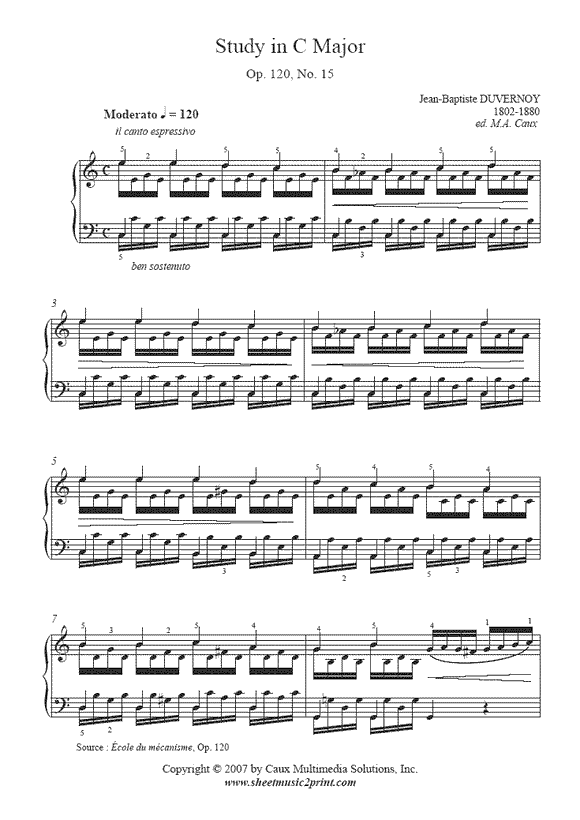 Duvernoy : Study Op. 120, No. 15