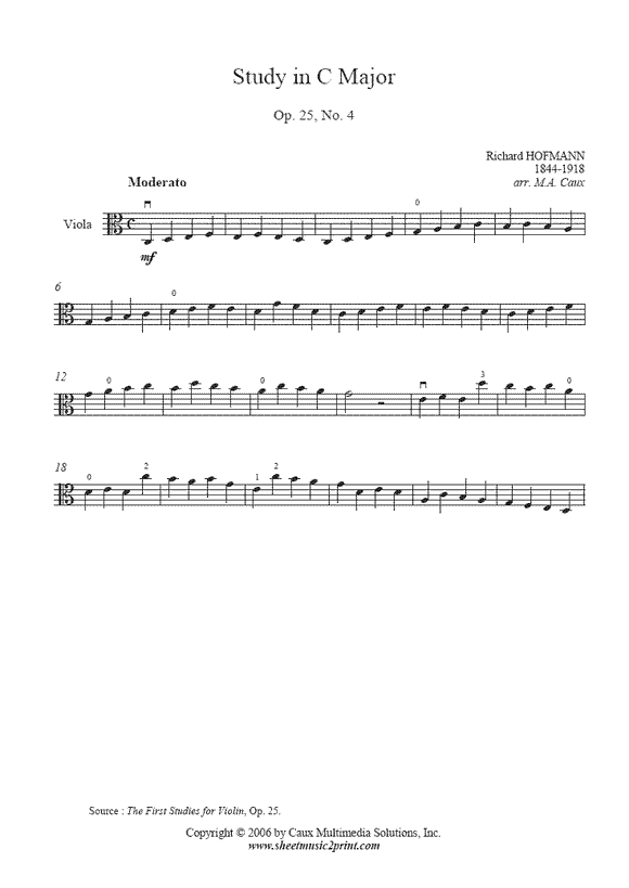 Hofmann : Study Op. 25, No. 4 - Viola