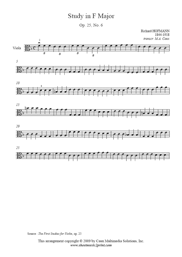 Hofmann : Study Op. 25, No. 6 - Viola