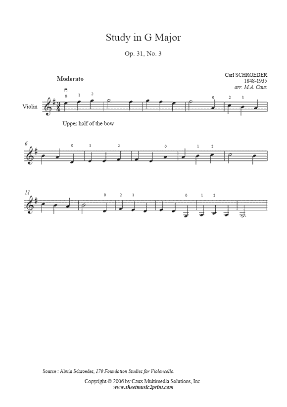 Schroder : Study Op. 31, No. 3 - Violin