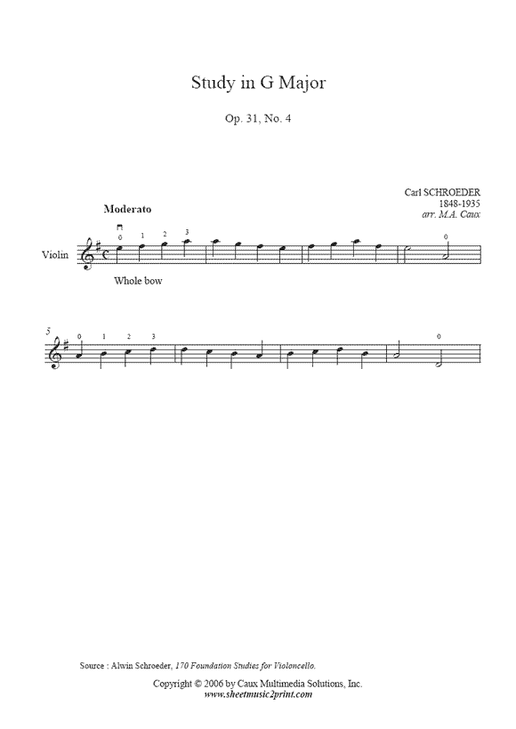 Schroder : Study Op. 31, No. 4 - Violin