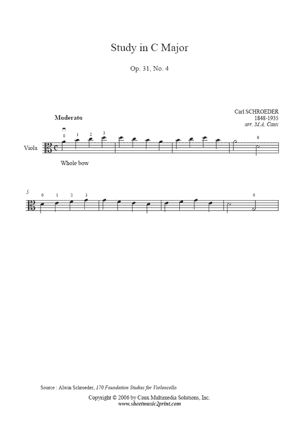 Schroder : Study Op. 31, No. 4 - Viola