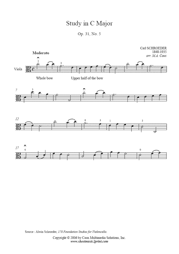 Schroder : Study Op. 31, No. 5 - Viola