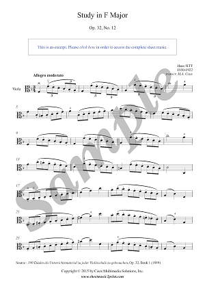 Sitt : Study in F Major, Op. 32, No. 12 - Viola