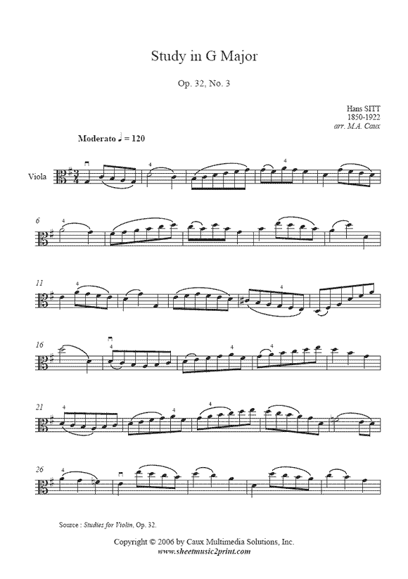 Sitt : Study Op. 32, No. 3 - Viola