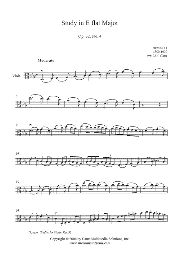 Sitt : Study Op. 32, No. 4 - Viola