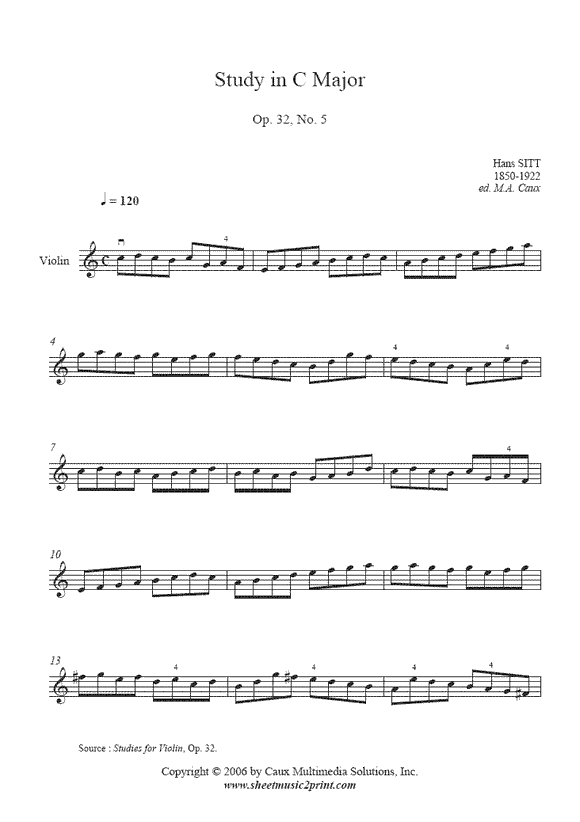 Sitt : Study Op. 32, No. 5