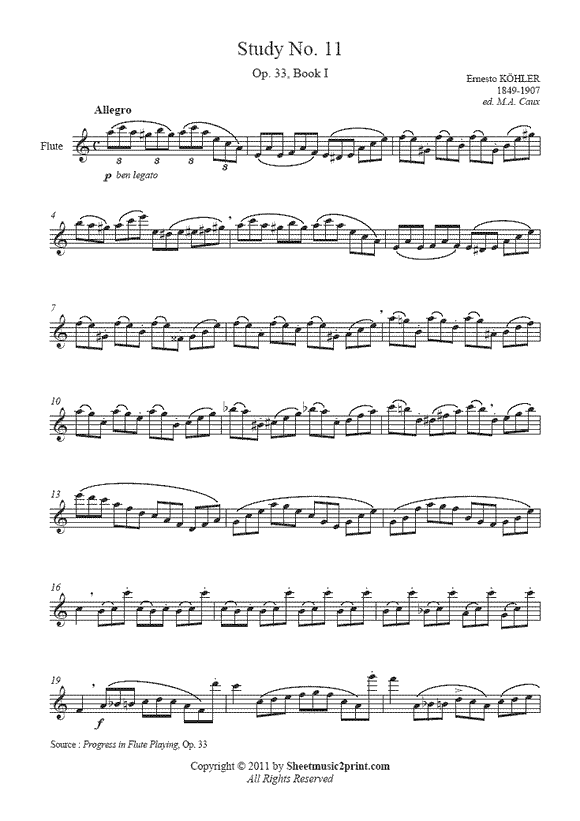 Köhler : Study No. 11, Op. 33, Book I