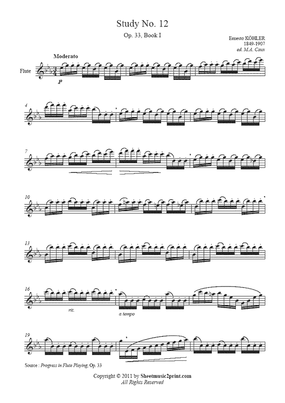 Köhler : Study No. 12, Op. 33, Book I
