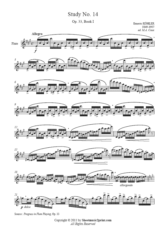 Köhler : Study No. 14, Op. 33, Book I