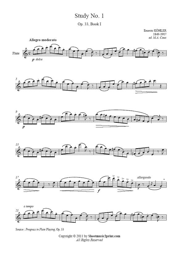 Köhler : Study No. 1, Op. 33, Book I