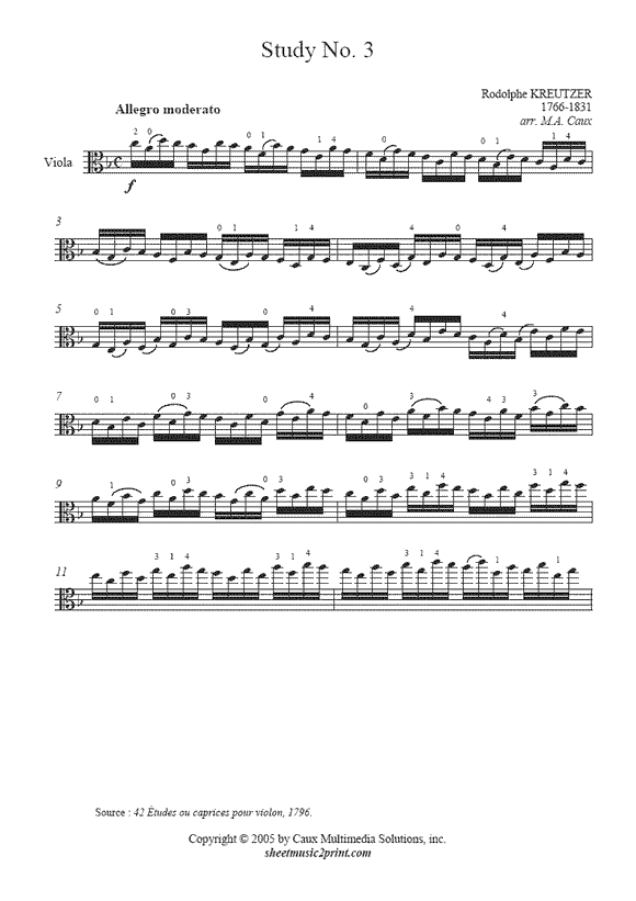 Kreutzer : Study No. 3 - Viola