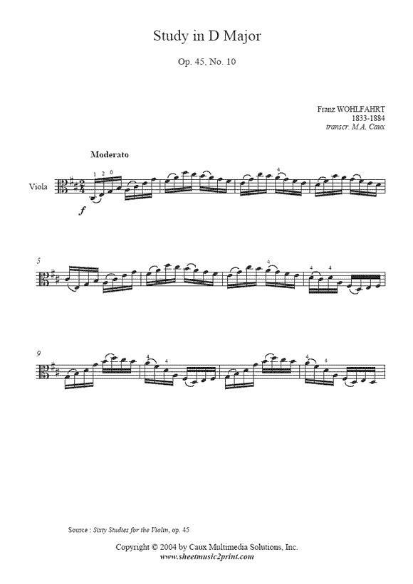 Wohlfahrt : Study Op. 45, No. 10 - Viola