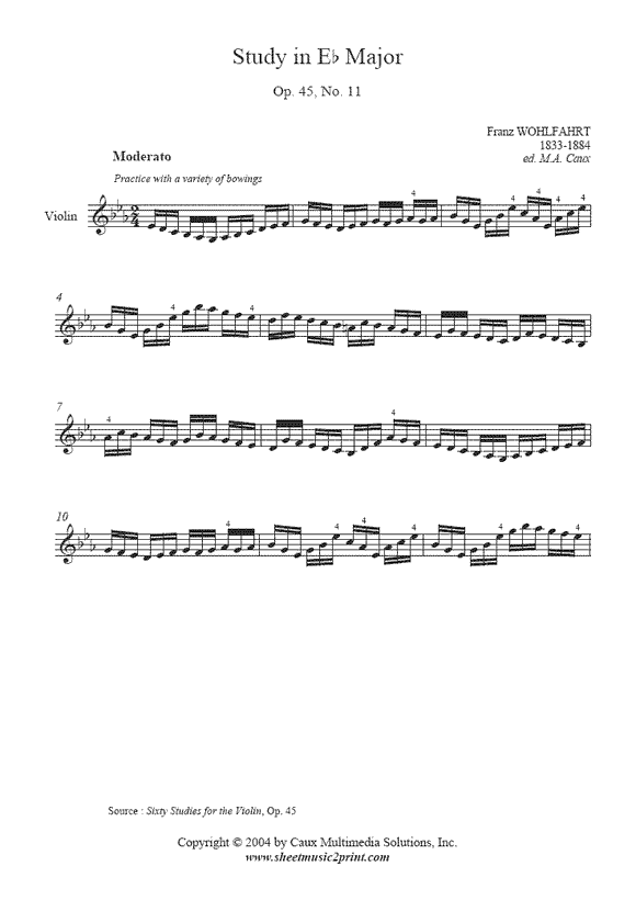 Wohlfahrt : Study Op. 45, No. 11