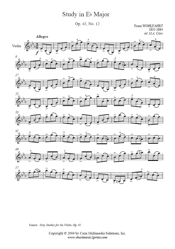 Wohlfahrt : Study Op. 45, No. 12