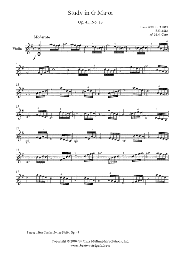 Wohlfahrt : Study Op. 45, No. 13
