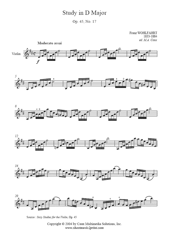 Wohlfahrt : Study Op. 45, No. 17