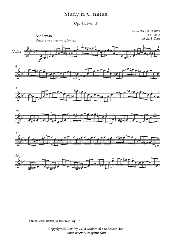 Wohlfahrt : Study Op. 45, No. 19