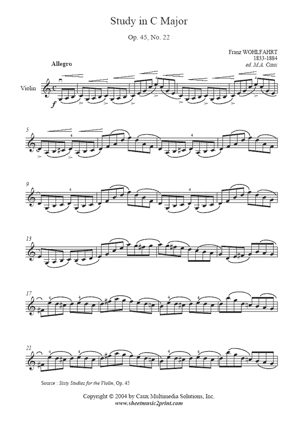 Wohlfahrt : Study Op. 45, No. 22