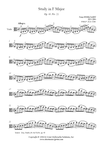 Wohlfahrt : Study Op. 45, No. 22 - Viola