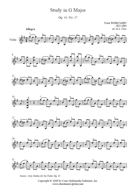 Wohlfahrt : Study Op. 45, No. 27