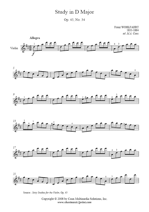 Wohlfahrt : Study Op. 45, No. 34